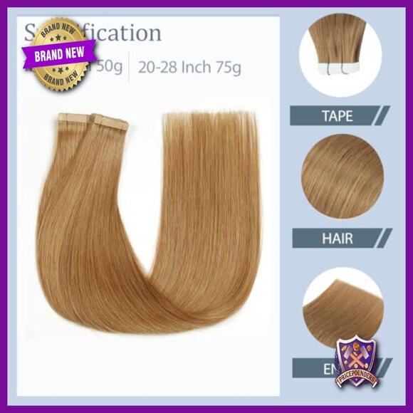 18 Inch Straight Human Hair Tape-In Extensions 50g 20 Pieces